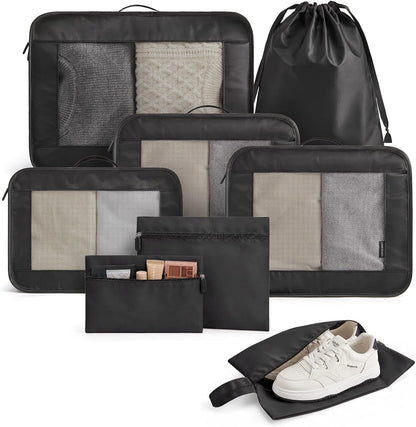 8 Set Packing Cubes for Travel, Cruise Ship Travel Essentials | 8-Pack Packing Bags, Mesh Luggage Organizer Bags & Laundry Shoe Bags for Max Clothing Capacity, Holiday Vacation Camping