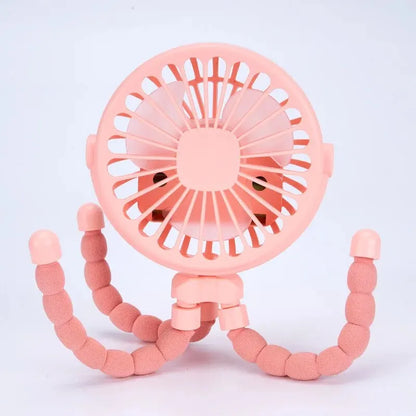 Versatile Portable Baby Stroller with USB Rechargeable Octopus Mini Fan for Students