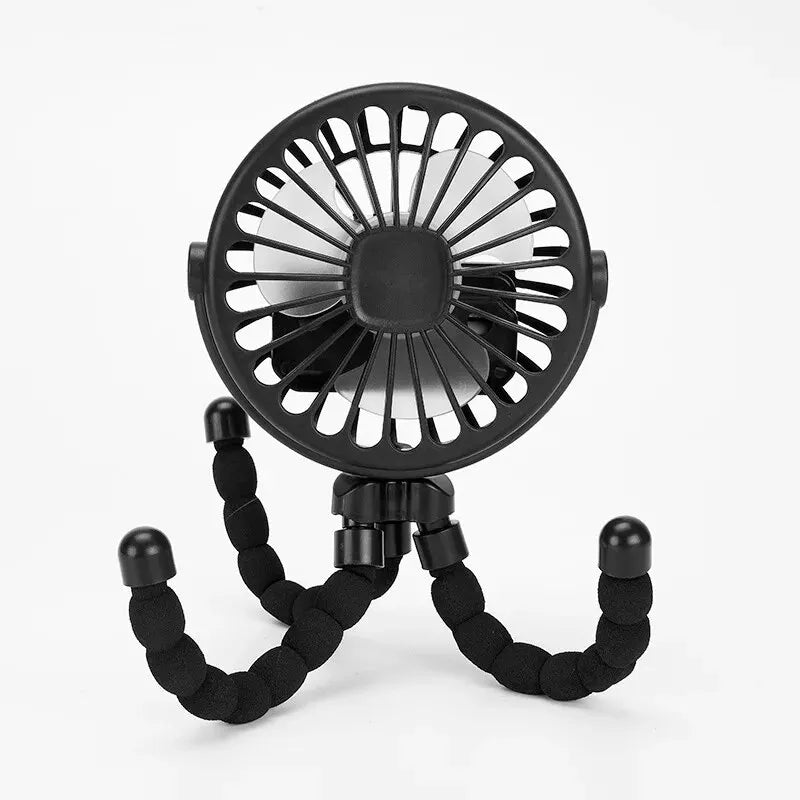Versatile Portable Baby Stroller with USB Rechargeable Octopus Mini Fan for Students