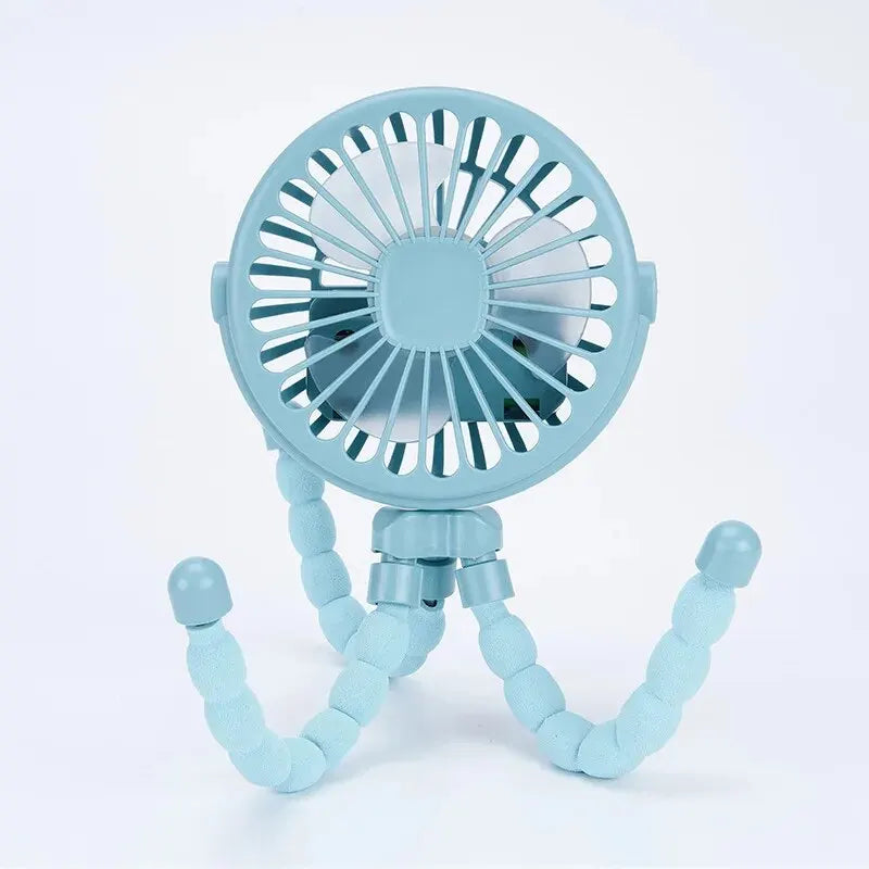 Versatile Portable Baby Stroller with USB Rechargeable Octopus Mini Fan for Students